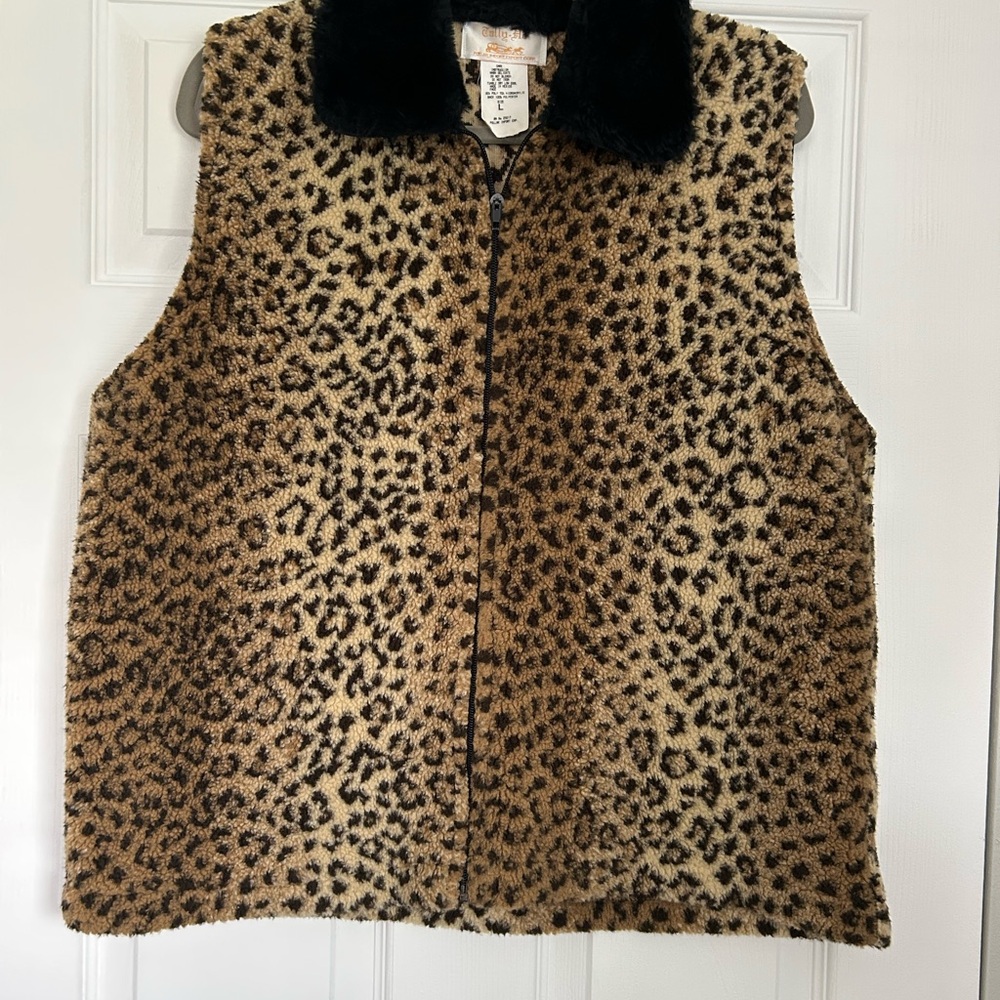 Vintage Tally Ho Brown and Black Leopard Print Vest
